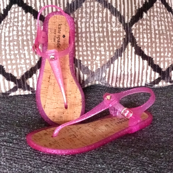 🆕 💘Kate Spade💘 - Pink Glitter "Yari" Jelly Sandal - Picture 1 of 11